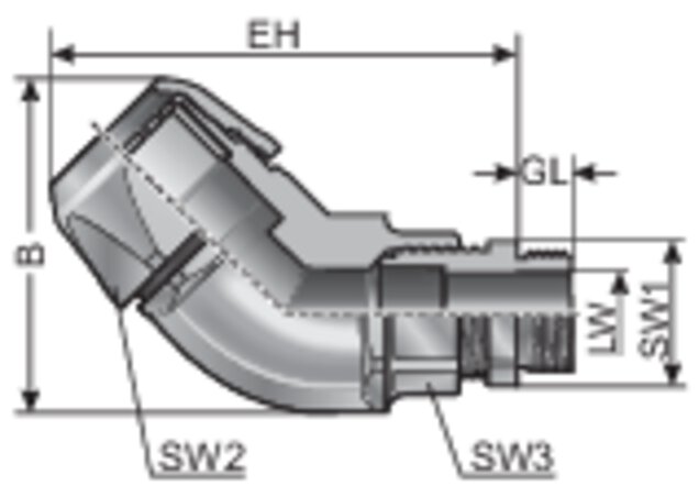 Typ CVW 45° EMV (Schlauch- und Kabelverschraubung, Metallgewinde) 0